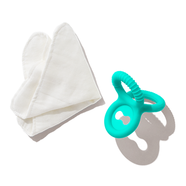 Silicone Triple Teether & Organic Teething Cloth from The Charmer Play Kit